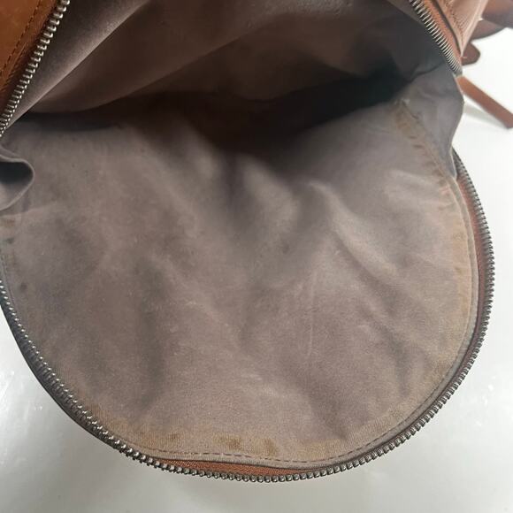 Vintage Liebeskind Berlin Brown Leather Backpack Adjustable Strap Zippered Woven - Picture 6 of 16